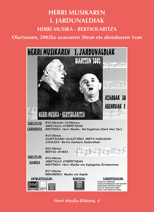 HERRI MUSIKAREN I. JARDUNALDIAK: HERRI MUSIKA - BERTSOLARITZA